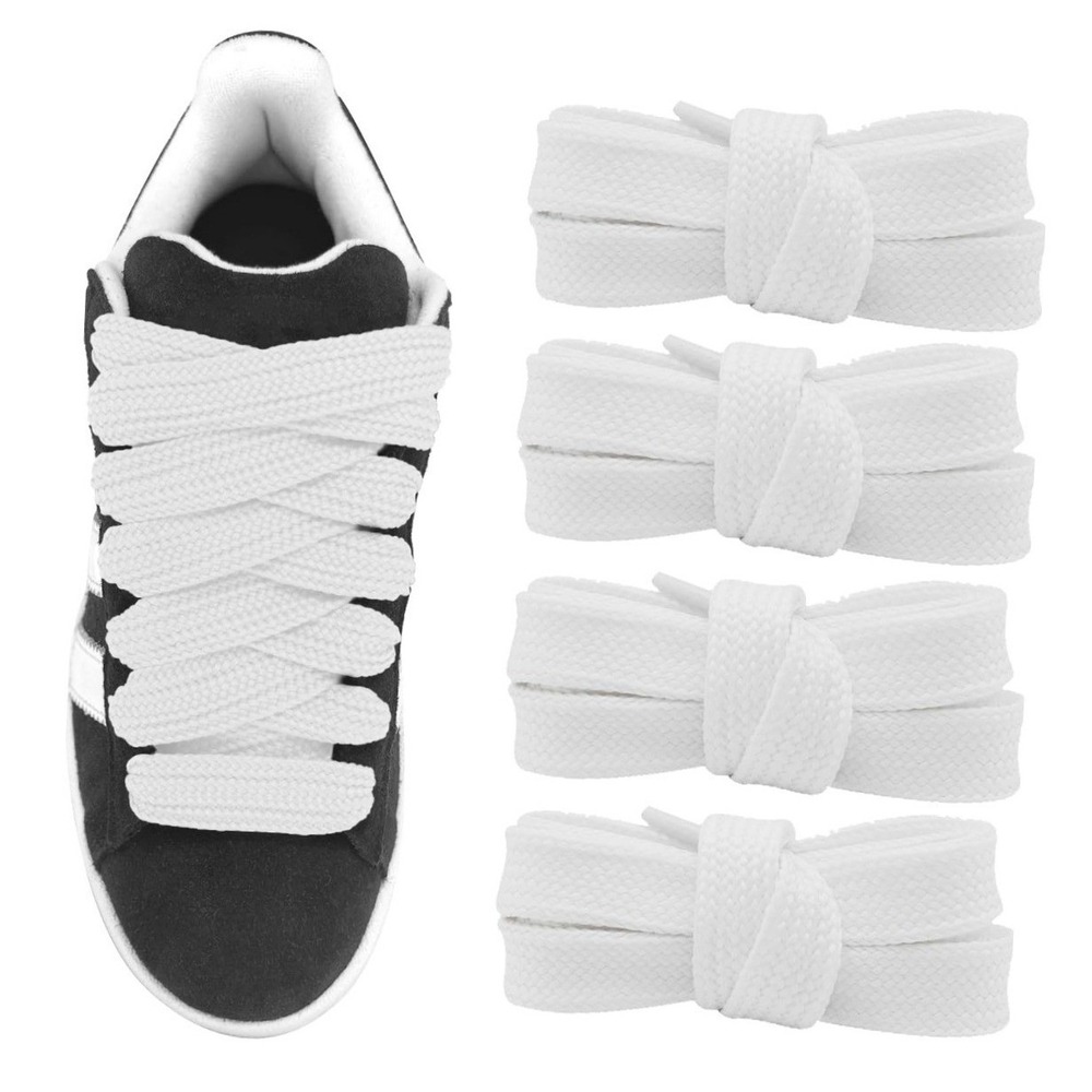 White Extra Wide Fat Shoelaces for Sneakers Skate Shoes Retro Flat 15mm Laces - Picture 4 of 5